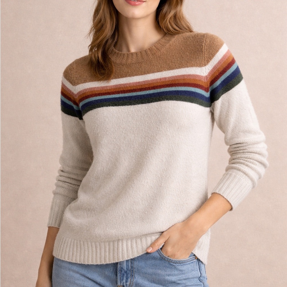 Forever 21 Cream Sweater with Multicolor Stripes